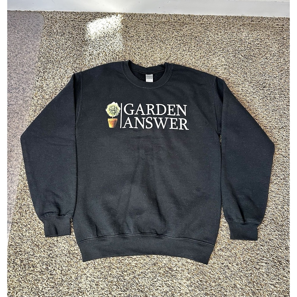 Garden Answer Sweatshirt Size Small Graphic Print Black Pullover
